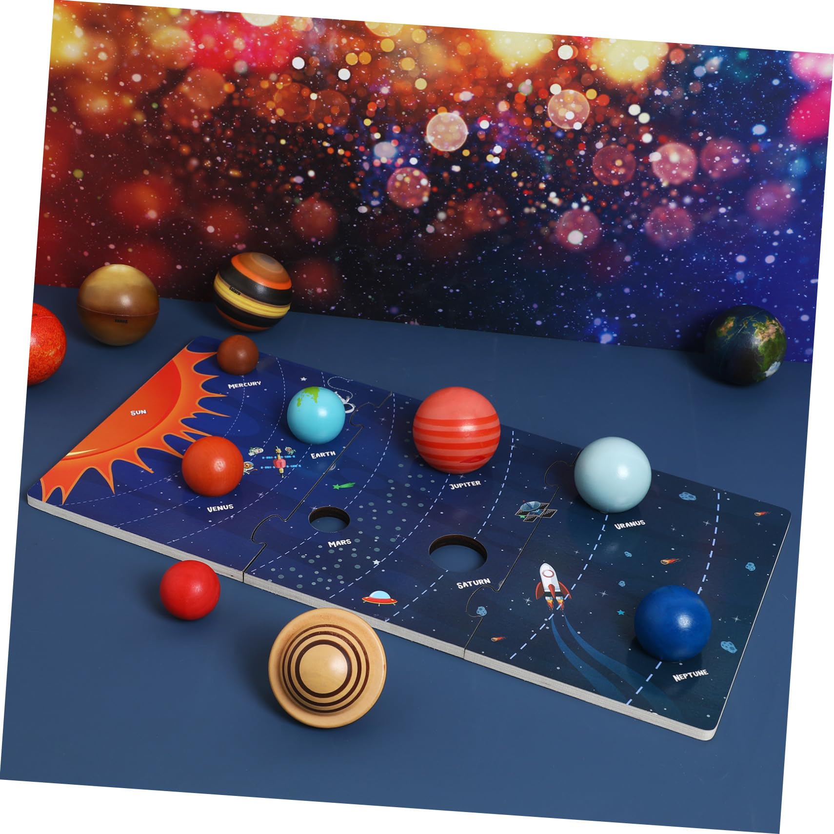 NOLITOY Puzzle de Planetas de Madera para Modelo Educativo del Sistema Solar Juguete Didáctico Seguro para Aprendizaje Espacial Regalo Interactivo para Años Adelante