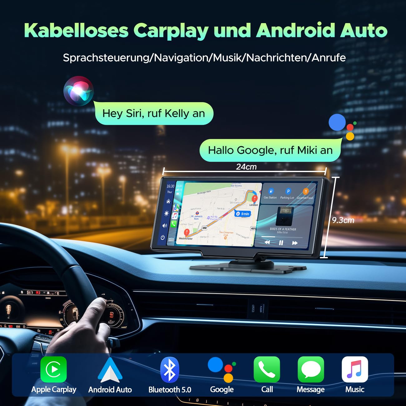 LATTO Écran CarPlay Voiture sans Fil 10,25 Pouces Autoradio Android