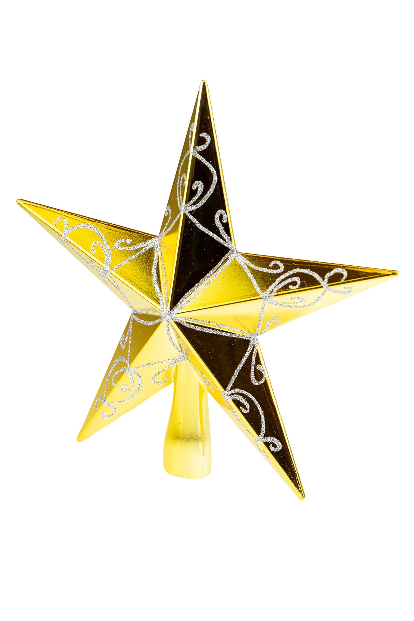 Clever CreationsChristmas 7 Inch Tree Topper Shiny Star Decoration, Glitter Treetop Holiday Home Décor, Gold