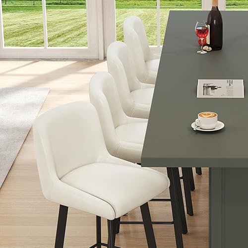 Miniatura 6 de Taburetes de bar giratorios, taburetes de bar tapizados de 26 pulgadas de alto con respaldos, sillas de bar modernas de altura de mostrador para