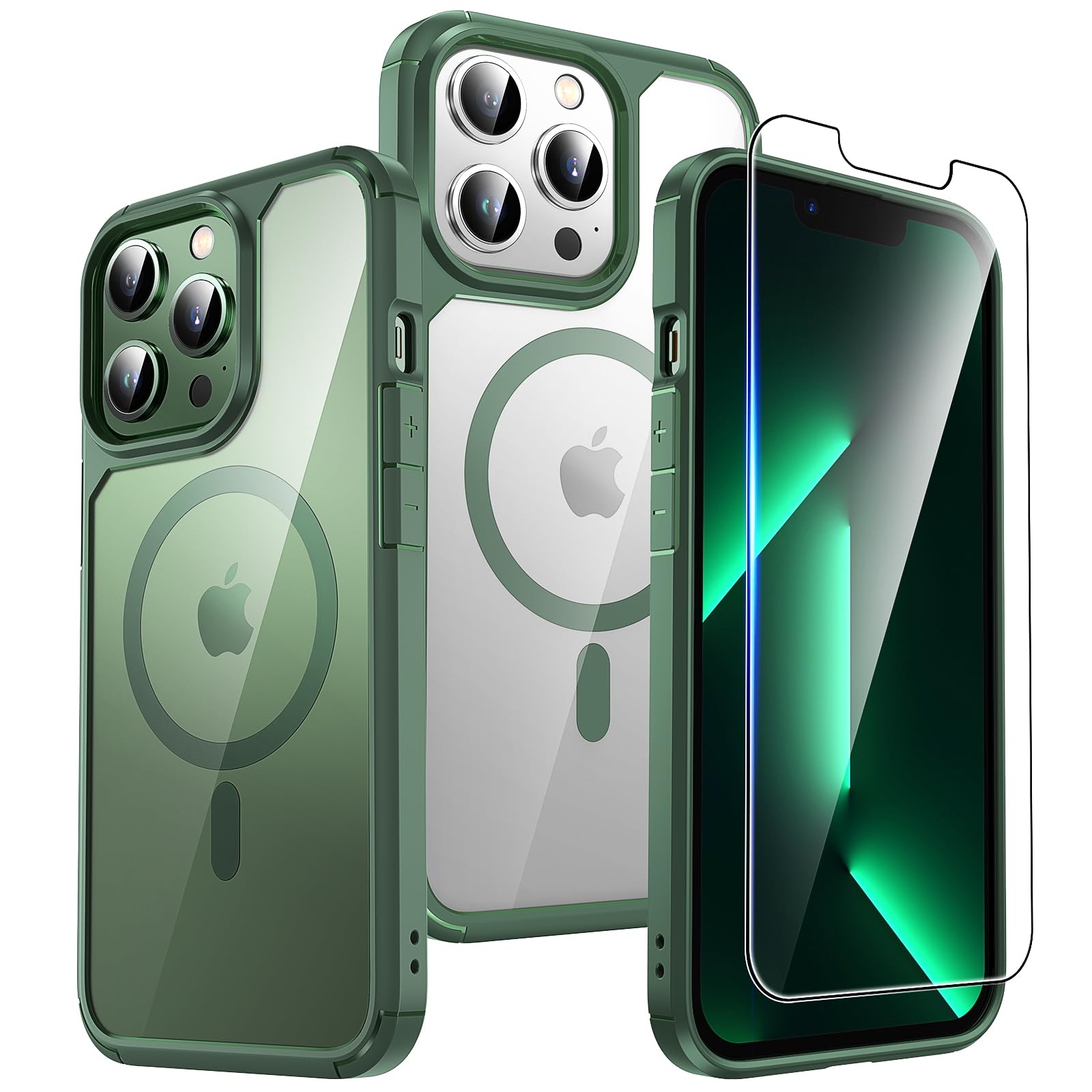 TAURI Funda para iPhone 13/iPhone 14, Compatible con MagSafe [No amarillea] con Vidrio Templado, Carcasa Nueva para iPhone 13/iPhone 14,Funda Ultra Fina antichoque - Transparente — view 68