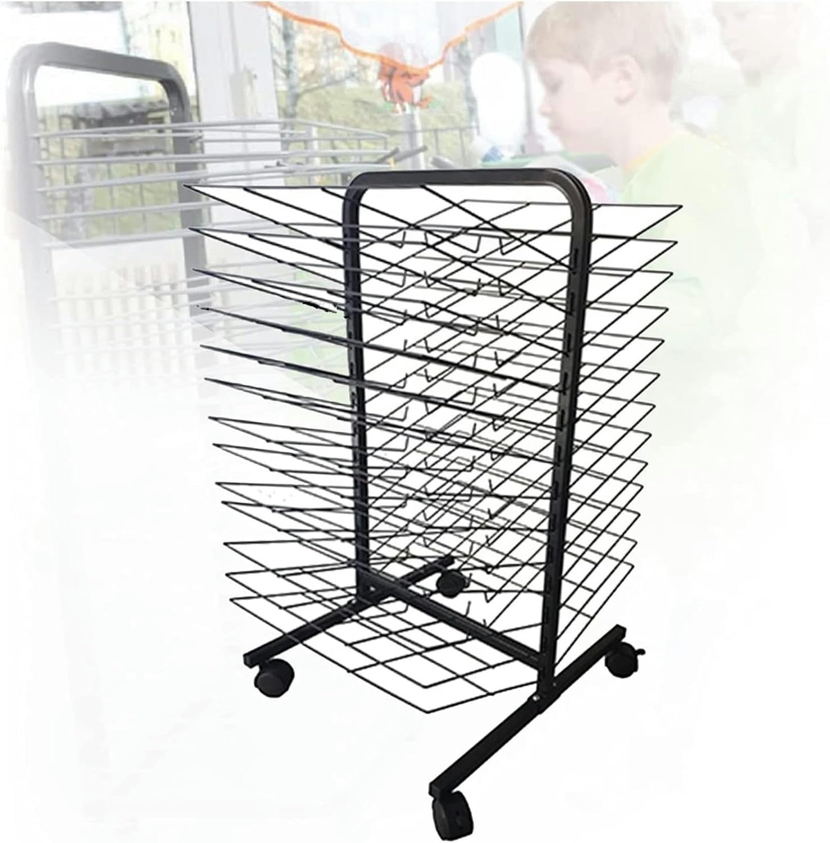 Rack de séchage à 26 étagères métalliques pour œuvres d'art