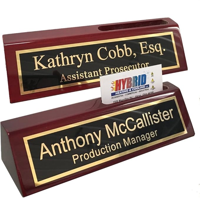Engraved Desk Name Plate with Business Card Holder - Professional office accessory for legal professionals