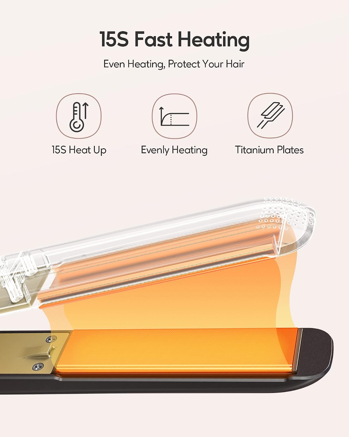Piastra per capelli, professionale con rivestimento in nano-titanio, piastra 2 in 1 con temperatura regolabile 80℃-230℃, nero opaco - Immagine 2