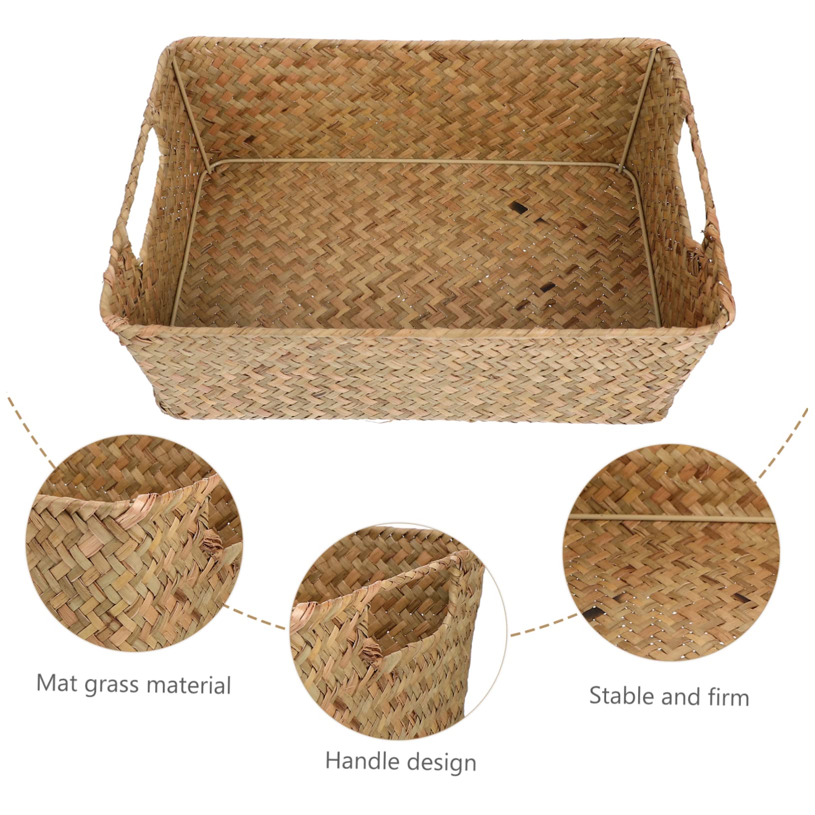 GRIRIW 2pcs Kitchen Storage Box Kitchen Vegetable Basket Nut Decorative Storage Basket Wicker Basket Containers with Lids Bread Baskets for Serving Ornament Storage Trays Straw Mat Grass