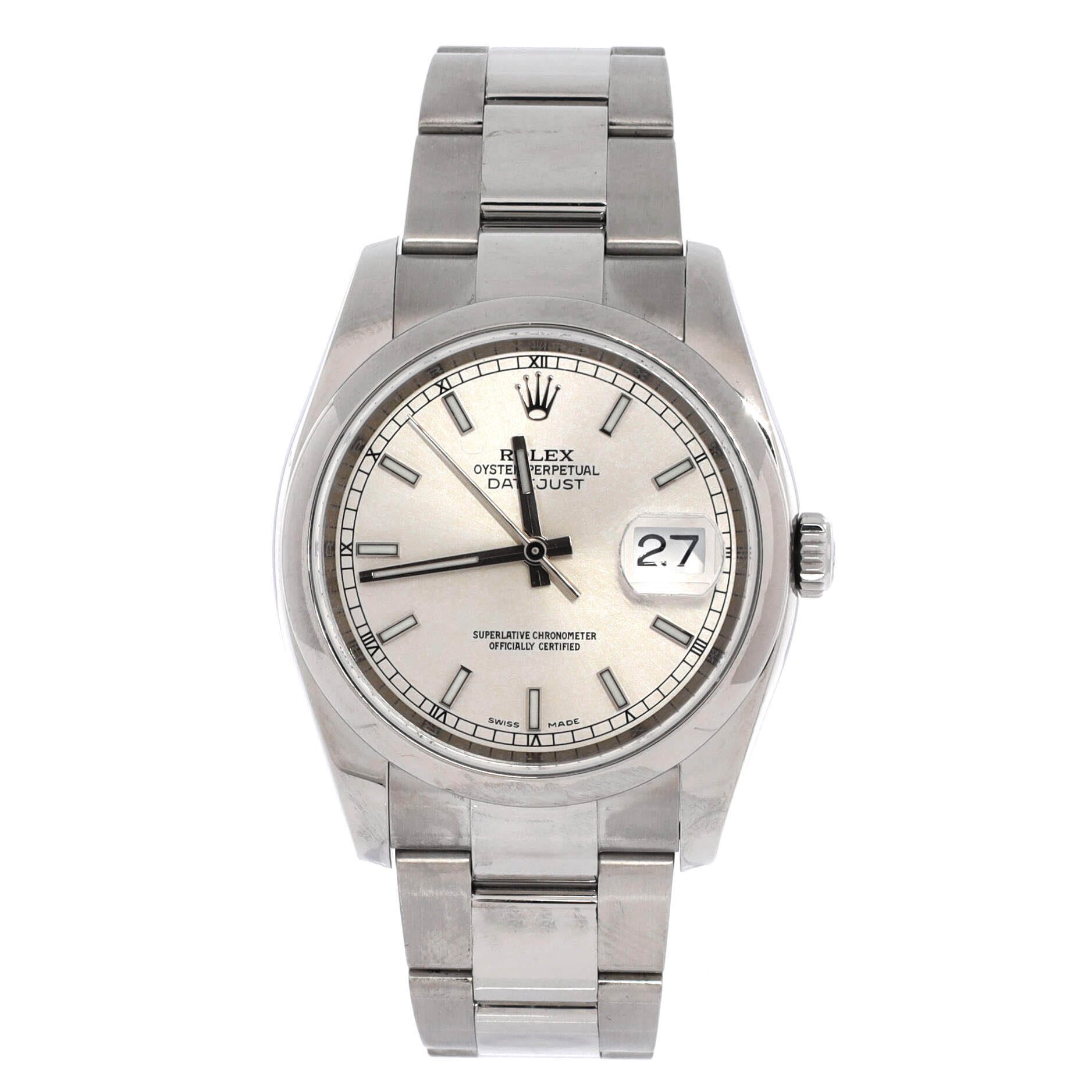 Rolex Pre-Loved Oyster Perpetual Datejust Automatic Watch 36, Silver