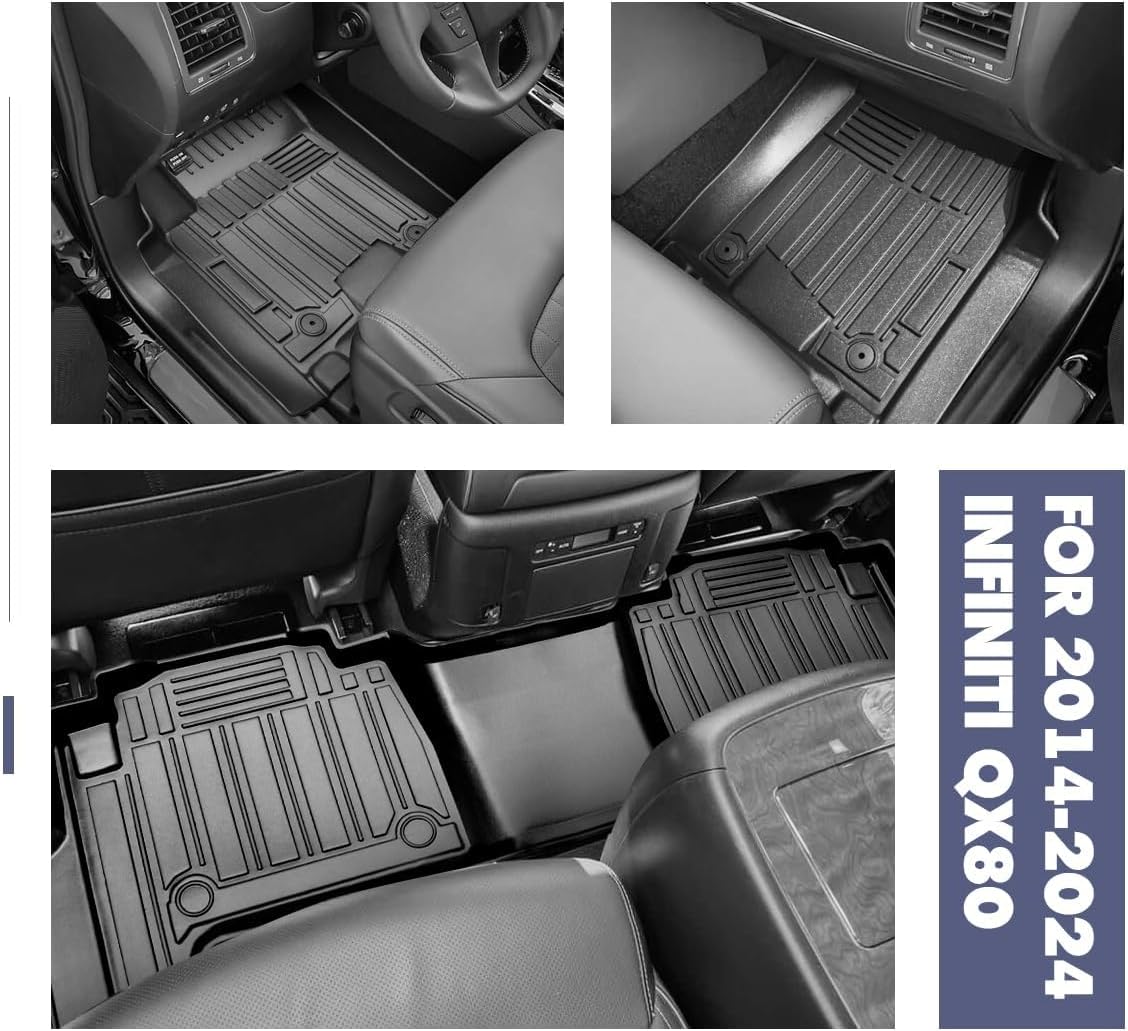All Weather Floor Mats 3 Row Fit for 2019-2024 Nissan Armada/Infiniti QX80 Backrest Cargo Mats(8 Seats),TPE Custom Anti-Slip Tech Mats fit for 2024-2019 Nissan Armada Accessories（Full Set）