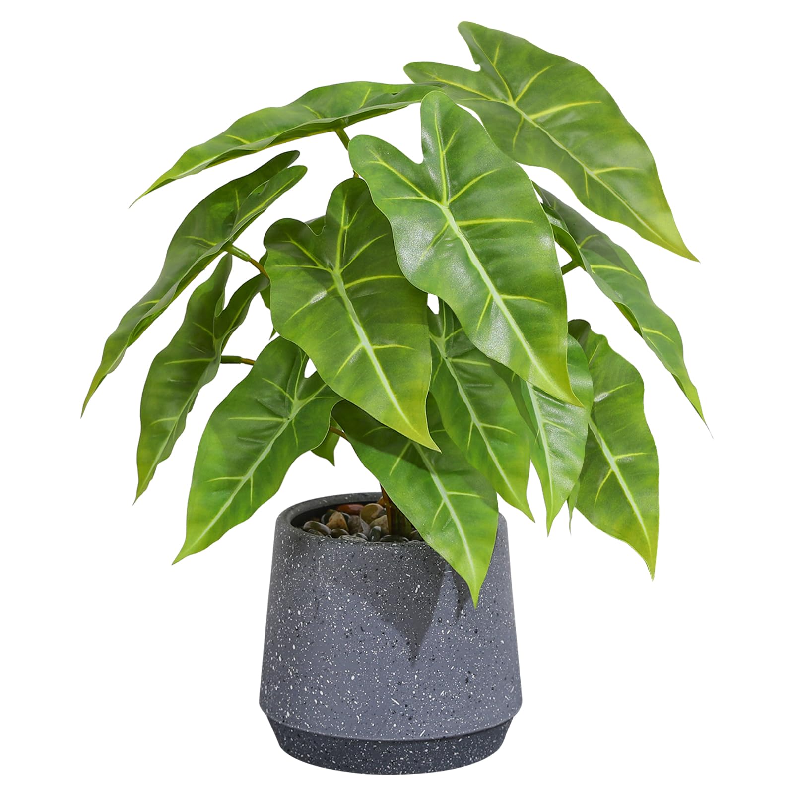 LUWENER Fake Plants Green in Grey Stone Pot