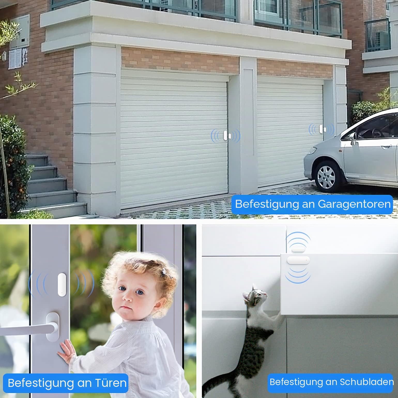 Tür-Fenster-Sensor: Smart Tuya Türsensor Kostenlose App Echtzeit-Benachrichtigungen, WiFi Fensterkontaktsensor für Heimsicherheit & Smart Home Automation, Arbeiten mit Alexa Google Assistant (4 Pack)