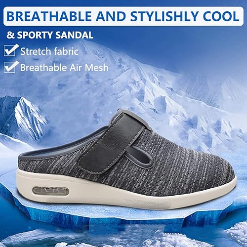 Miniatura 9 de Pantuflas diabéticas para mujer, extra anchas, zapatos para caminar con cierres ajustables para edema diabético, fascitis plantar, juanetes,