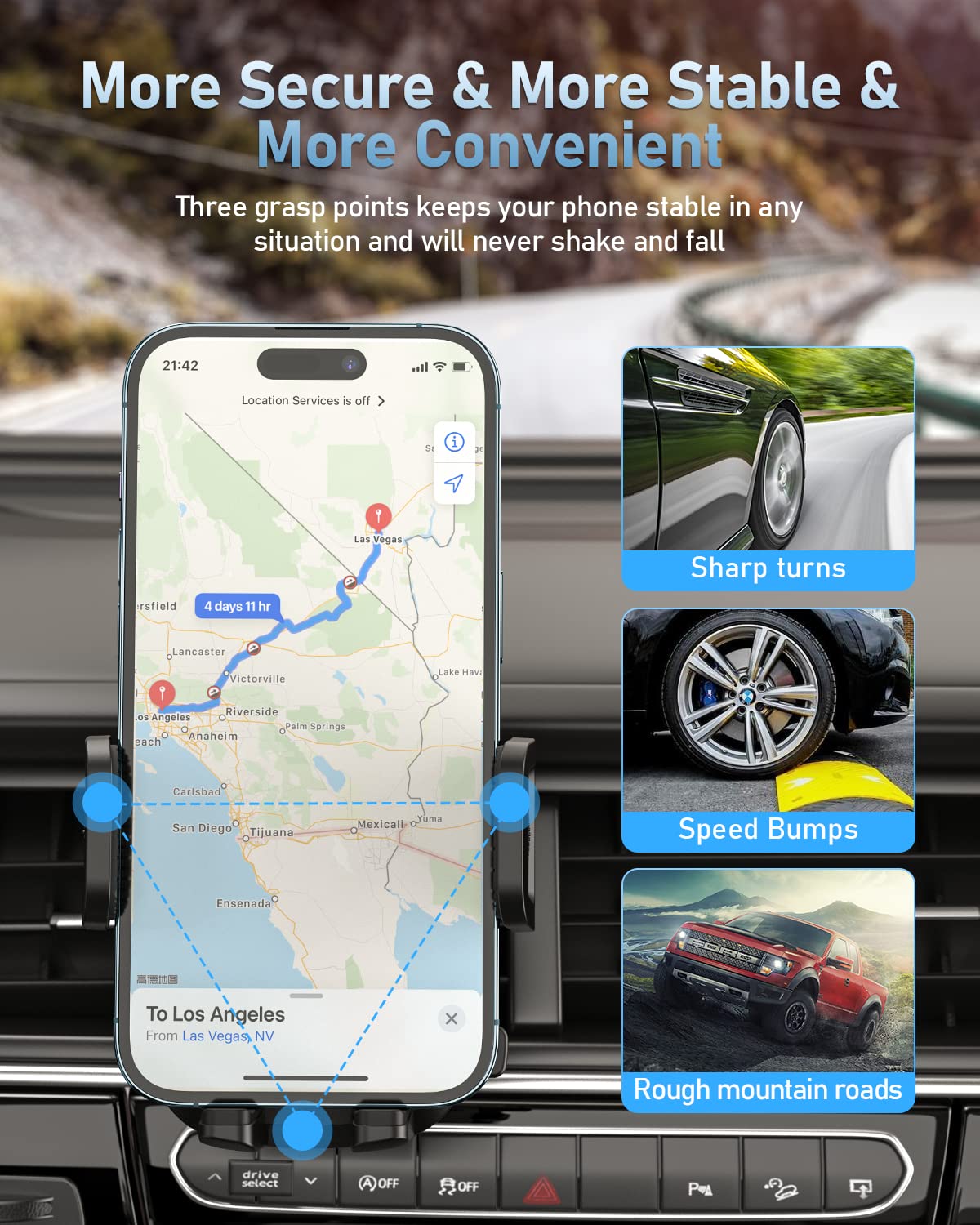 Support Téléphone Voiture [Clip de Qualité Militaire] pour Smartphone 4-7", Accroche Téléphone Rotatif à 360° – Compatible iPhone 16/15/14/13 Pro Max, Samsung/Xiaomi/Huawei