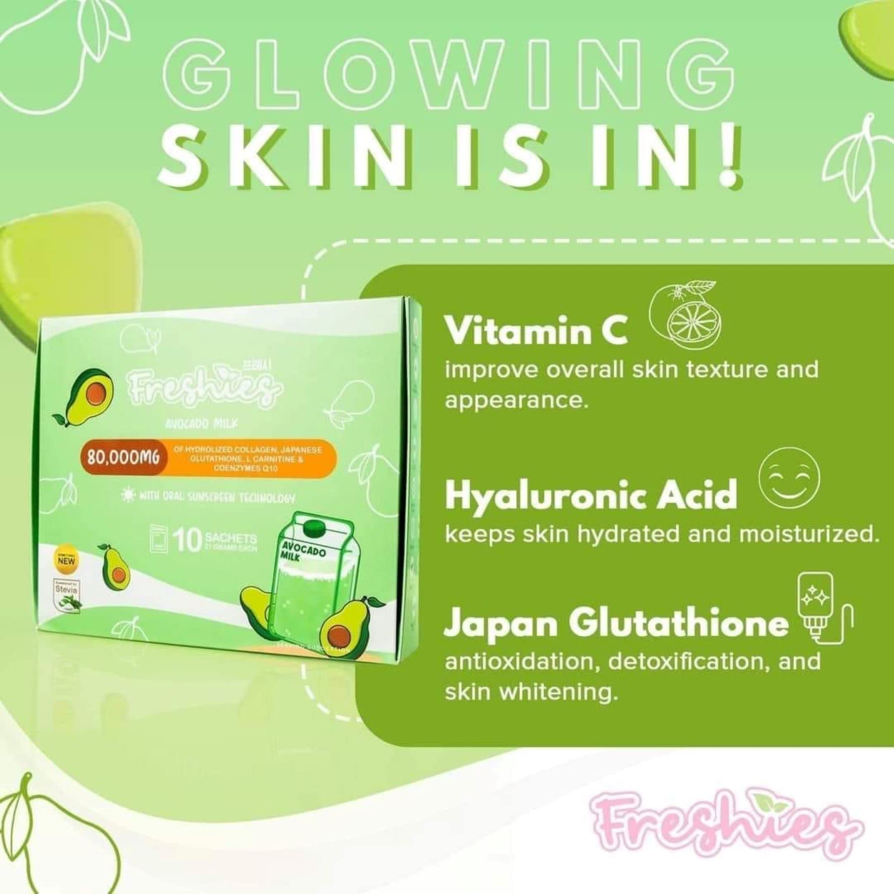 juju glutathione Amazon.com: juju glow Freshies Avocado Milk 80,000mg Hydrolyzed Collagen 10  Sachets : Health & Household
