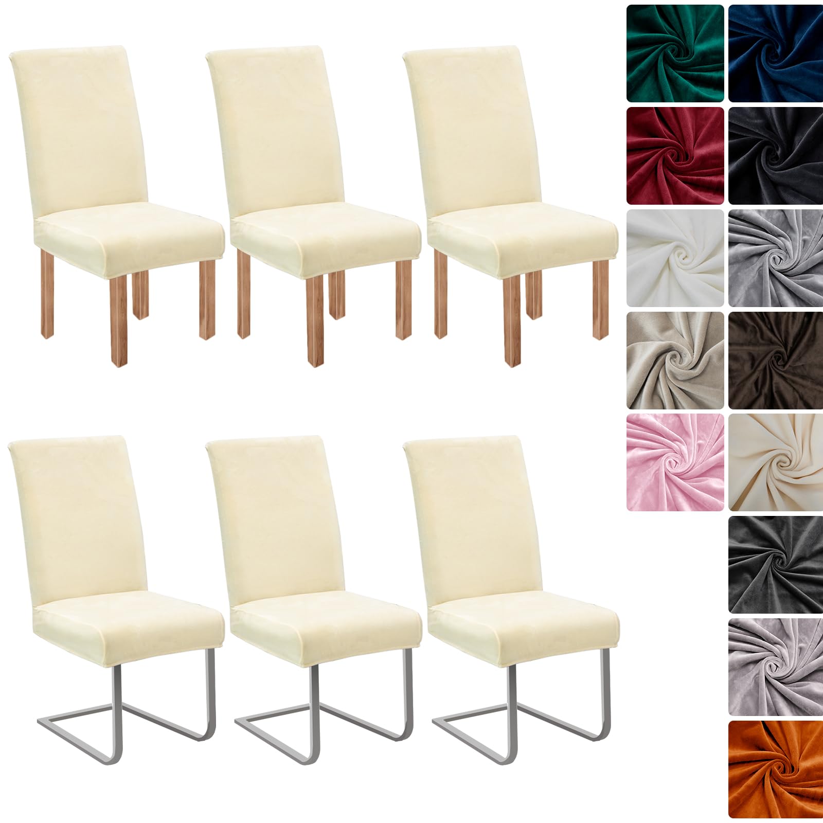 jabeick Stretch Samt Stuhlhussen Velvet/Velour Stuhlbezug Schwingstuhl Elastische Hussen Waschbarer Stühle Schutz für Küche