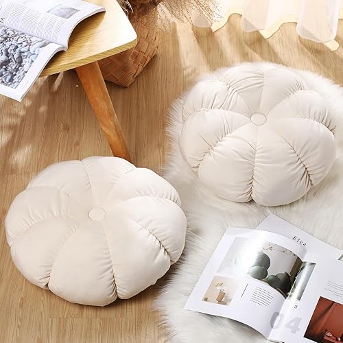 Miniatura 3 de Beeveer 2 almohadas redondas de 15.8 pulgadas, almohadas decorativas redondas de suelo, cojines estéticos circulares de flores para sofá,