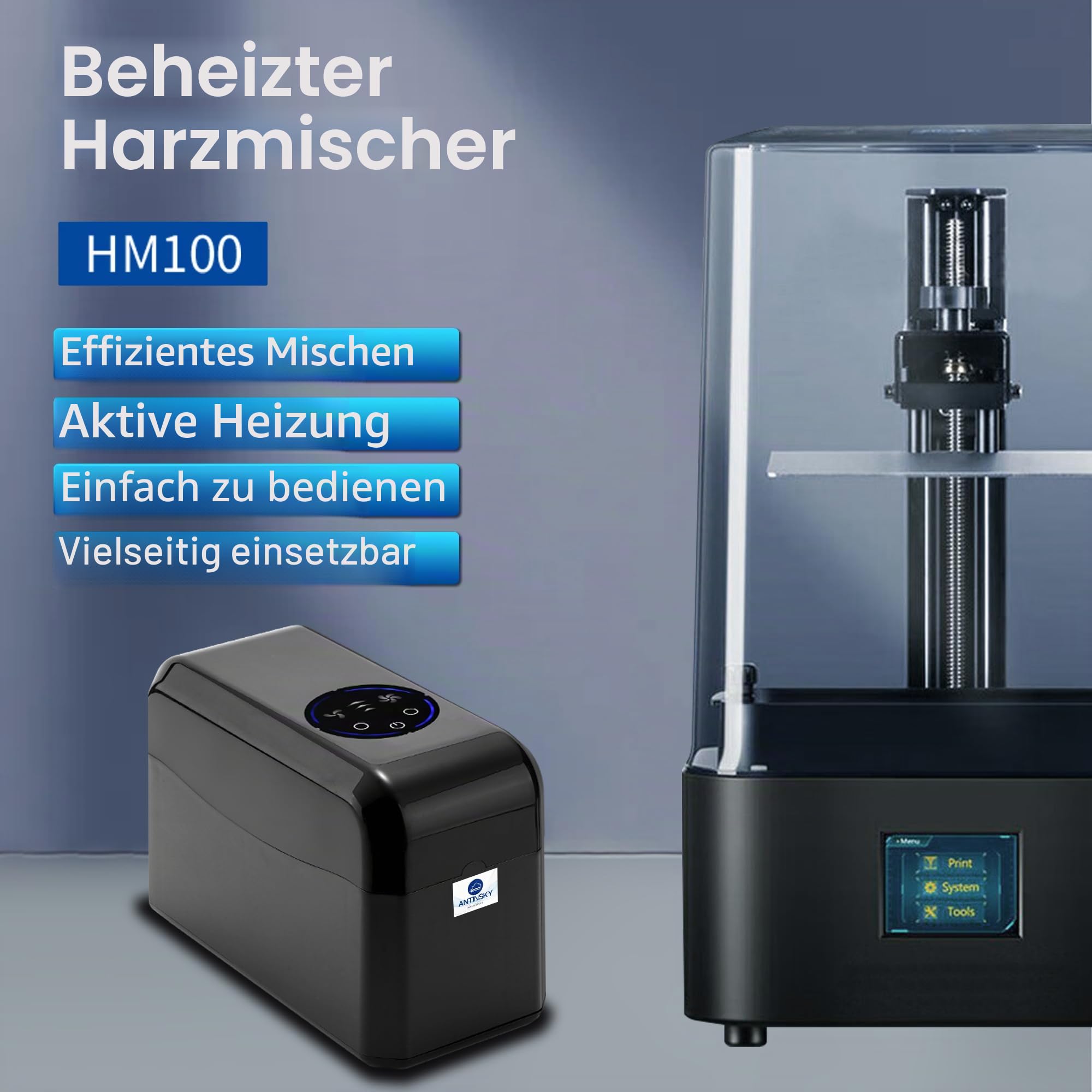 Antinsky HeatMixer-HM100 3D Drucker Harzmischer und Heizung, keine Heizung, Vorheizen auf 40 und 50°C zur Verbesserung der Druckqualität für Phrozen Anycuc Elegoo 250g/500g/1kg LCD DLP SLA Harze