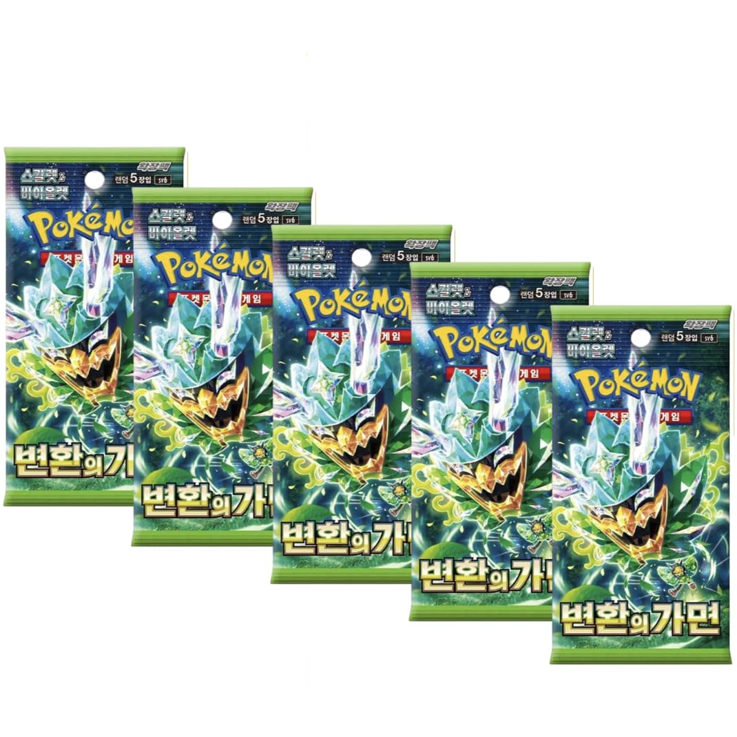 Twilight Masquerade Mask of Change Korean Booster Bundle (5 Packs) | Authentic Korean Pokémon Cards | Scarlet & Violet Series | Titan Authenticated