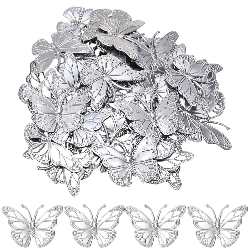 GORGECRAFT 50Pcs Metal Butterfly Wall Decor Large Decorative 3D Butterflies Iron Craft Hanging Wall Art Ornament for Bedroom Nursery Classroom Rustic Farmhouse Office Party Decoration 5.95 x 8cm