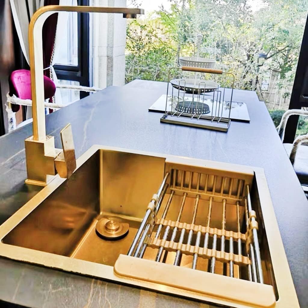 304 Stainless Steel Single Bowl Prep Bar, Recessed or Undercounter Installation, Easy to Clean (Color : d, Size: 36 x 26 cm) (D 38 x 38 cm)