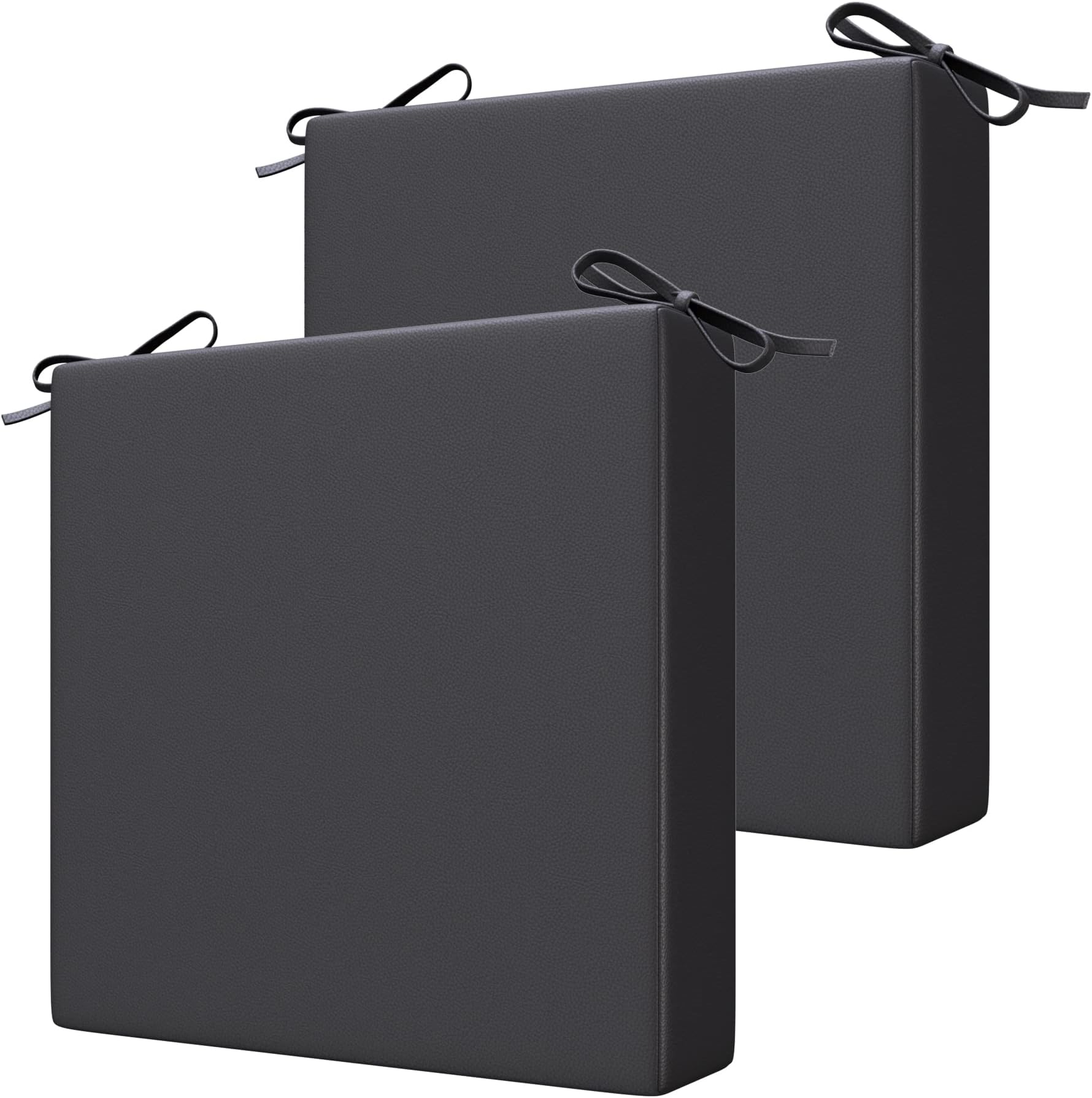17x17 Outdoor Seat Cushion,Outdoor Chair Cushion Set of 2,High Density Sponge Filling Square Corner Seat Cushions,Waterproof Fade-Resistant,with Ties and Zipper,for Outdoor Furniture Black