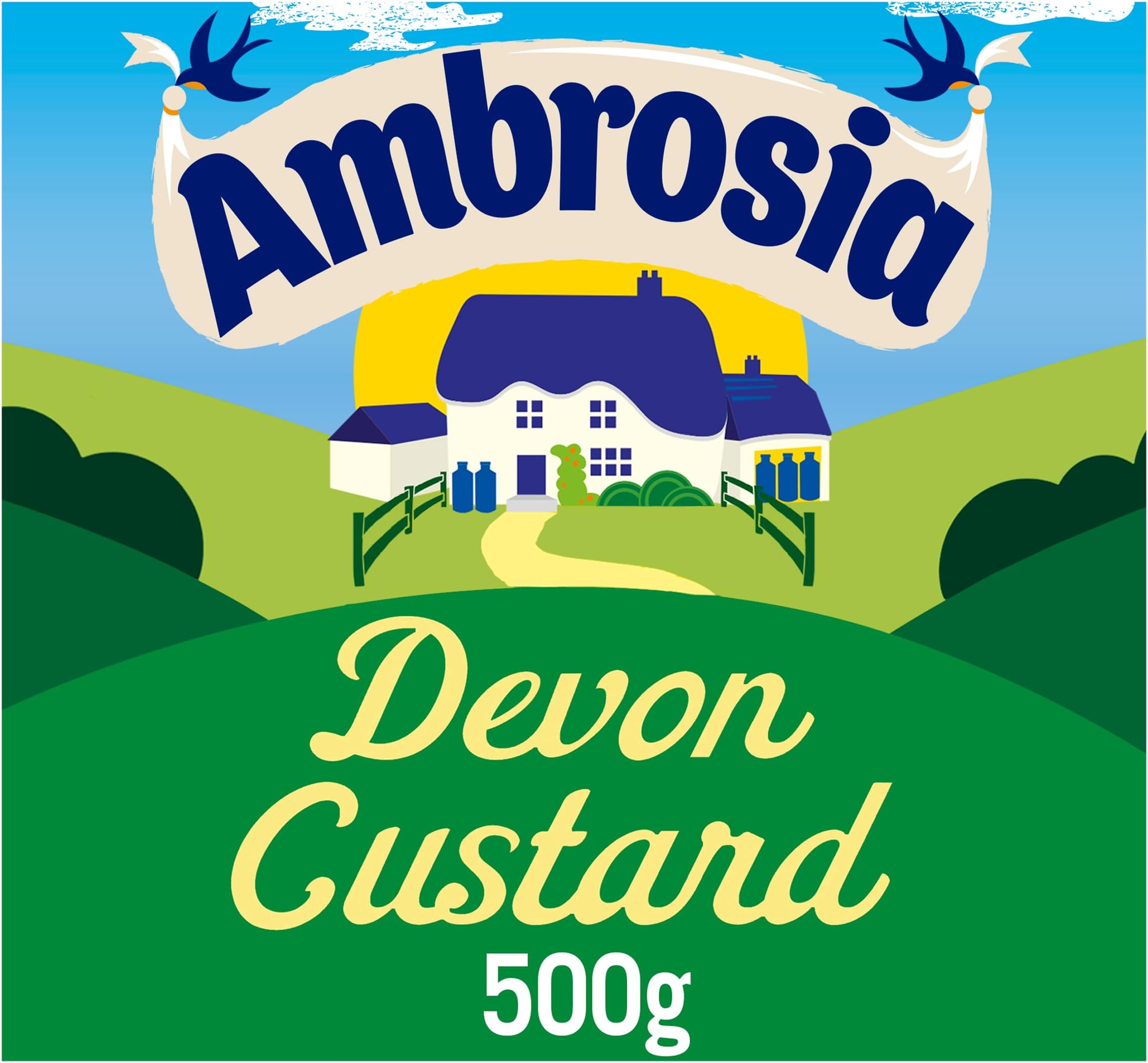 Ambrosia Devon Custard, Creamy & Delicious Ready-to-Eat Dessert, Traditional British Favourite, 500 g Carton (Pack of 1)