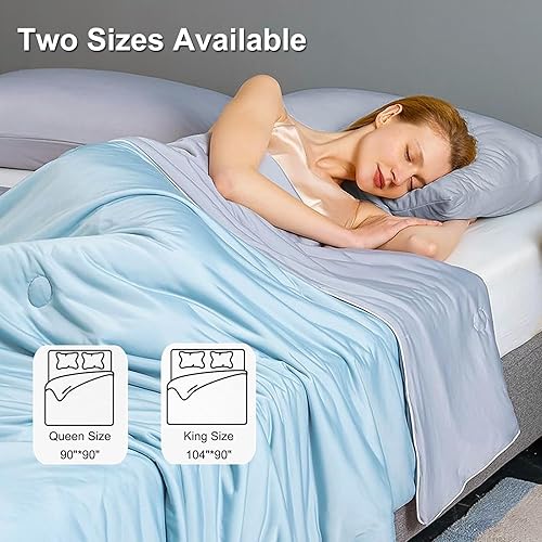 Miniatura 17 de Manta refrescante tamaño King, edredón fresco de doble cara para personas que duermen con calor y sudores nocturnos, mantas de hielo suaves