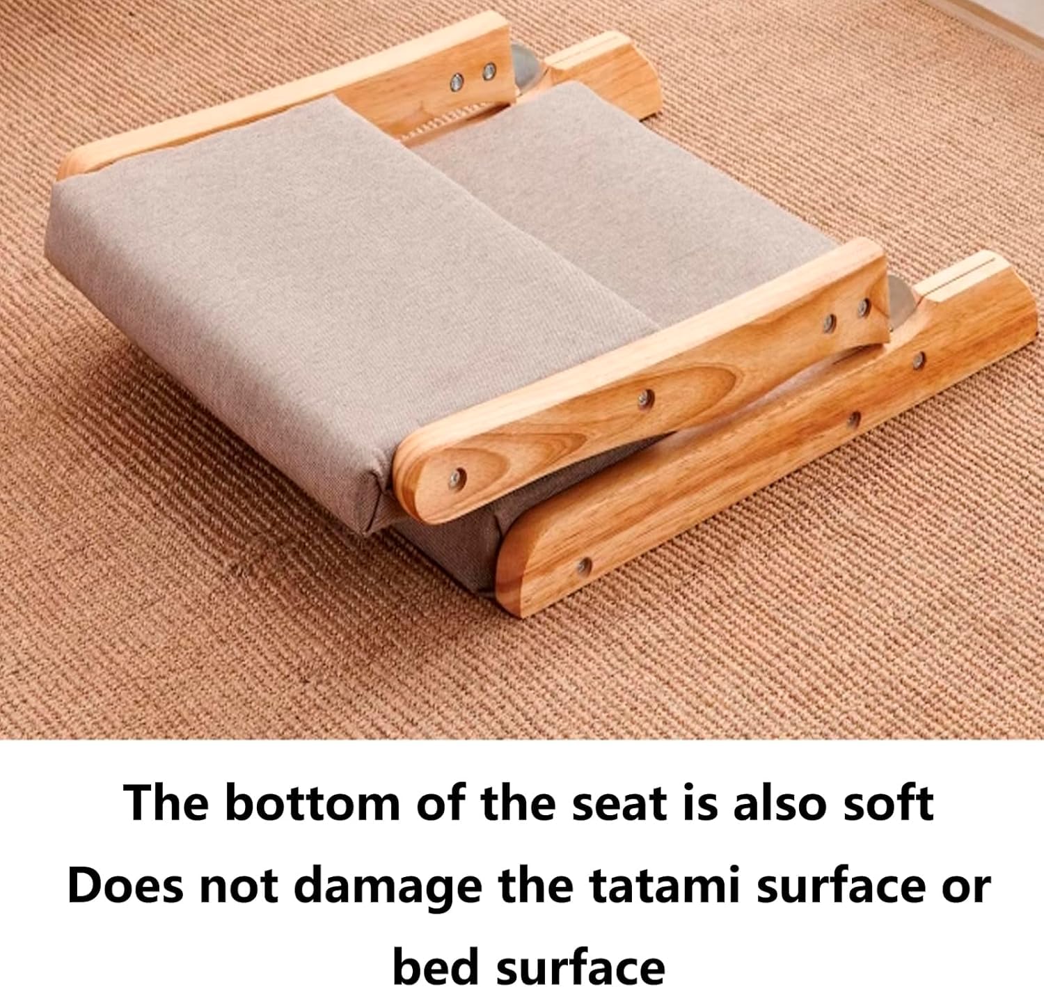 Silla de Piso, Silla de Yoga de meditación Tatami, Silla Plegable for Interior y Exterior con Respaldo, Silla con Respaldo sin Patas de Madera de Caucho(B)