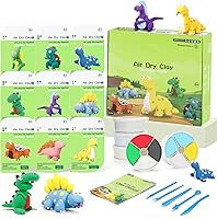 Vista 1 de Air Dry Clay Kit, Modeling Clay for Kids, 9 Dinosaur Model Magic Clay with Sculpting Tools and Tutorials, Ultre Light Soft Clay Kit, Arts Craft Toy