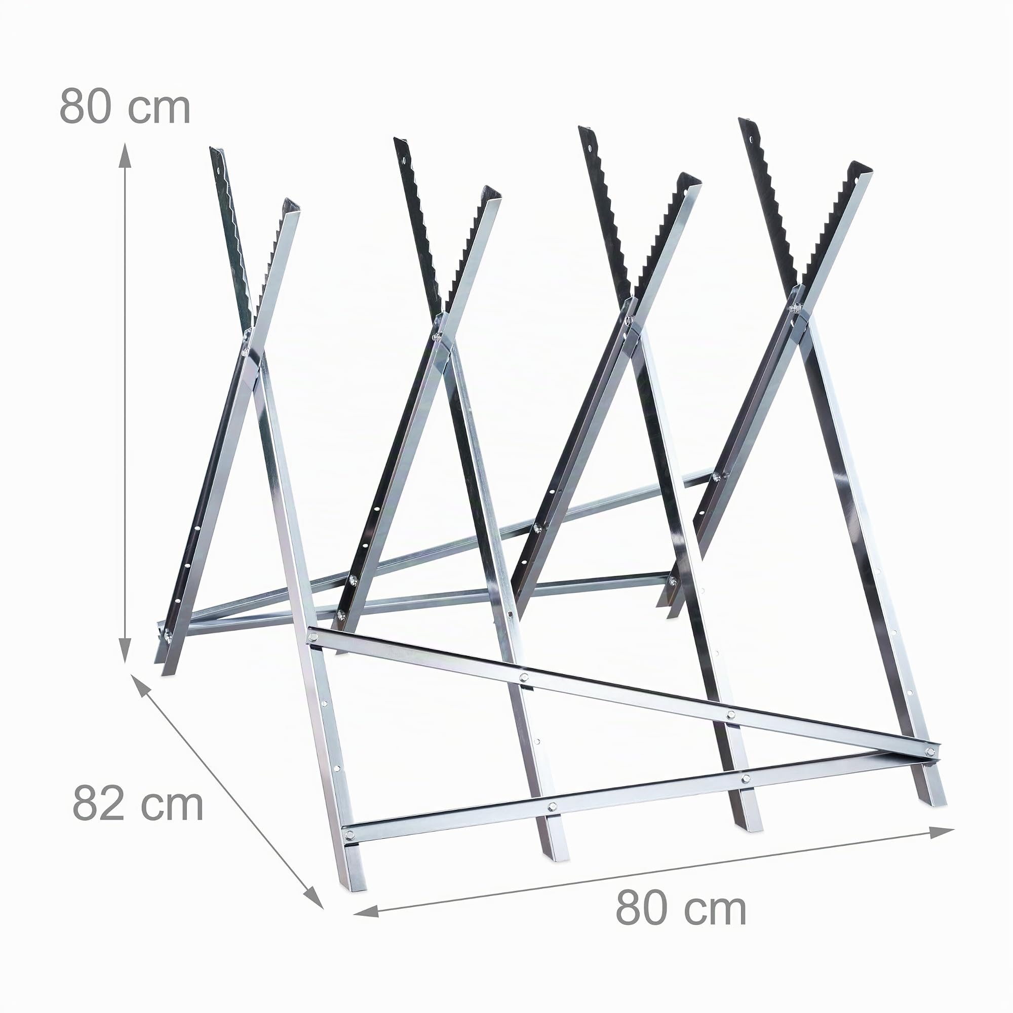 Relaxdays Chevalet de sciage, Pliable, Charge maximale 150 kg, Acier, HLP 80 x 80 x 82 cm, pour Couper Le Bois, argenté