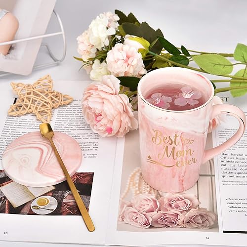 Miniatura 4 de YHRJWN Taza de café de mármol con texto en inglés "Best Dad and Mom" Mom and Dad Ever, regalo para mamá, papá de hija, hijo, regalo para pareja,