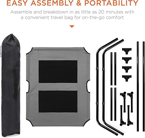 Miniatura 6 de Cama de malla elevada para perro Best Choice Products, con toldo desmontable, bolsa de viaje, tela transpirable., 36 pulgadas, Gris Gris,Rojo -