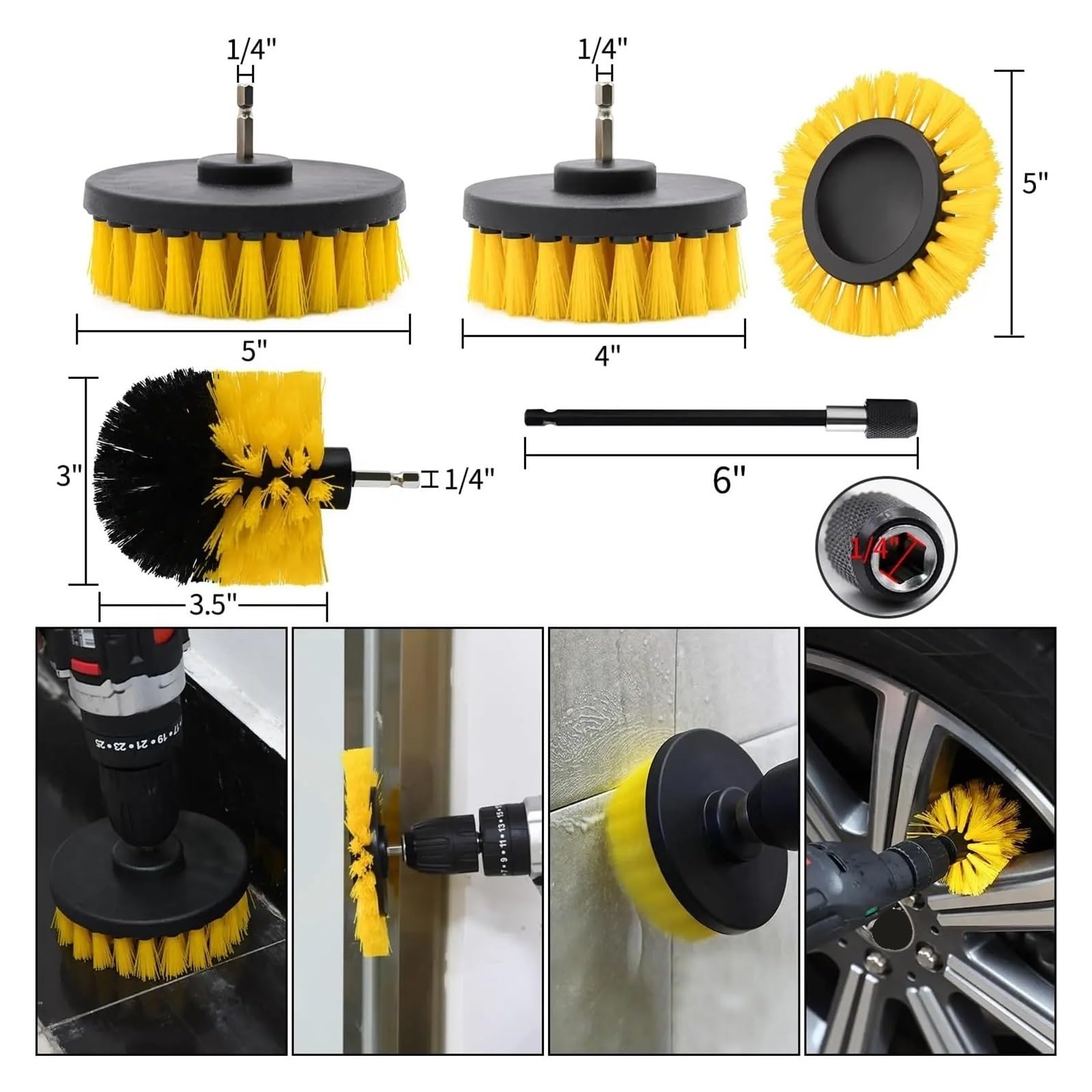 Set di 19 spazzole for la pulizia del trapano, spazzola for la pulizia elettrica for auto, fughe, pavimenti, vasche, docce, piastrelle, tappeti, angoli, pavimenti