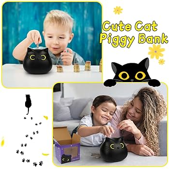Amazon.co.jp: NIGOWAYS 貯金箱 - 黒猫の貯金箱 壊れない貯金箱