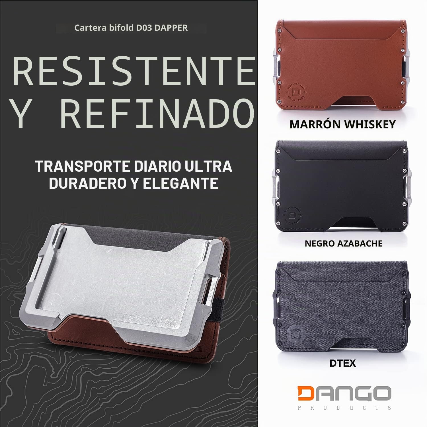 Dango - Cartera Minimalista Delgada para Hombre, Bloqueo RFID, Plegable