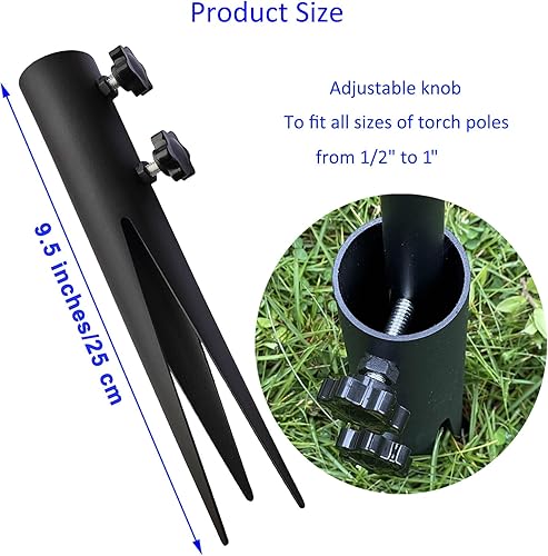 Miniatura 3 de 4 estacas de acero para antorchas, estacas de jardín para luces al aire libre, estacas de repuesto de metal para luces solares y antorchas de llama