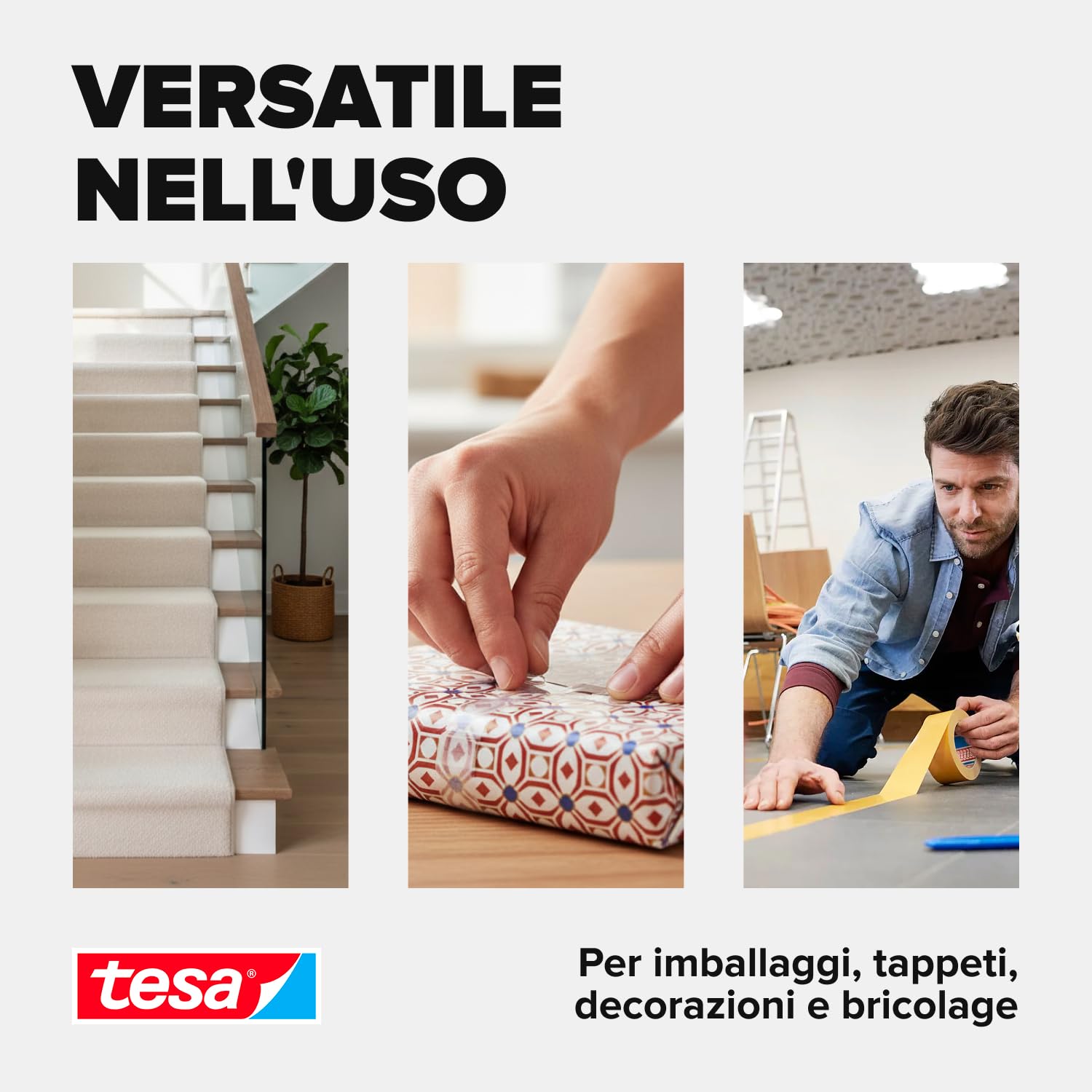Tesa 56172-00003-11 Nastro Di Installazione Universale 25 M X 50 Mm Doppia Faccia, Transparent, 25m x 50mm