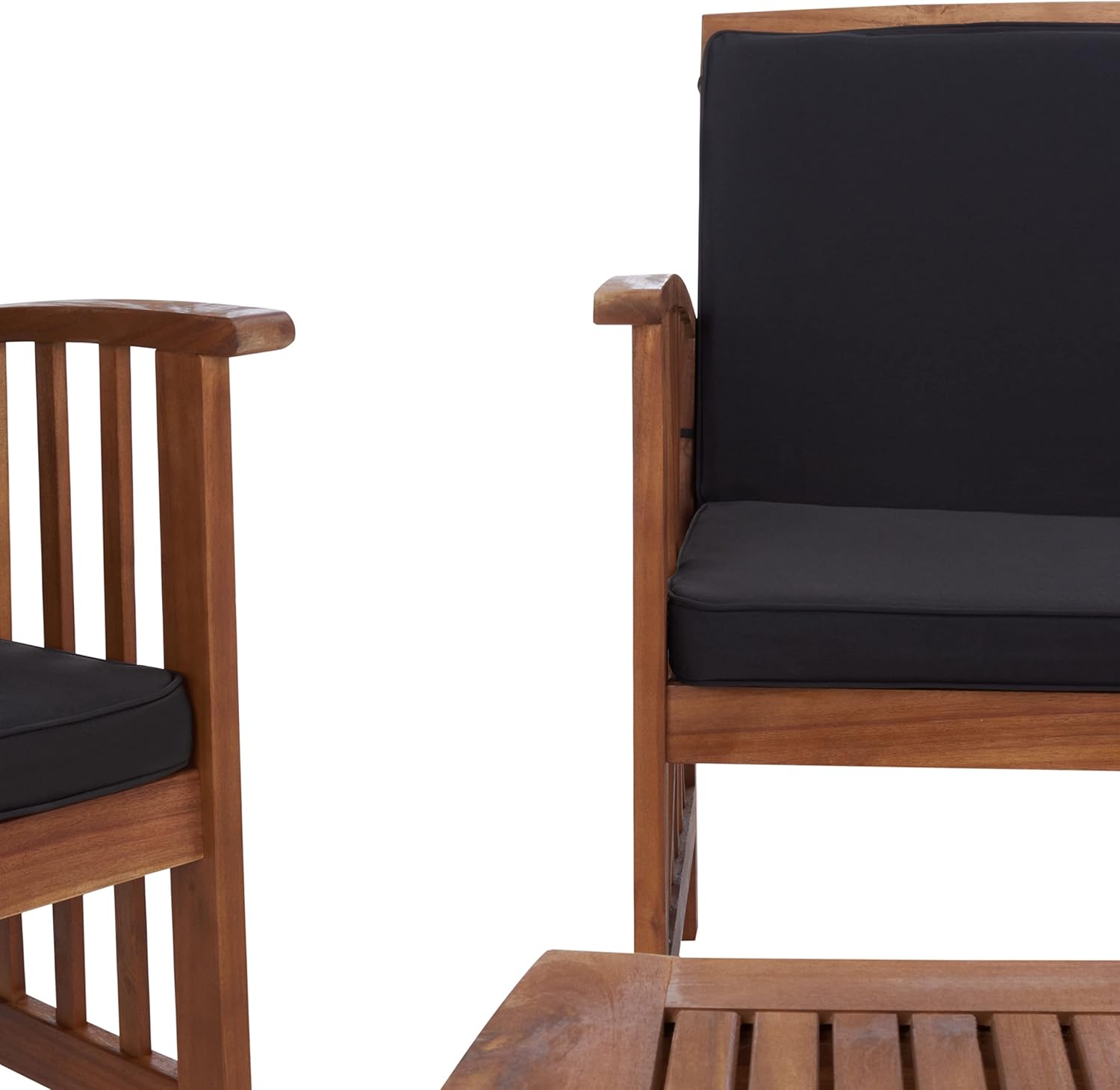 SAFAVIEH Outdoor Collection Rocklin Natural/ Black Cushion 4-Piece Conversation Patio Set