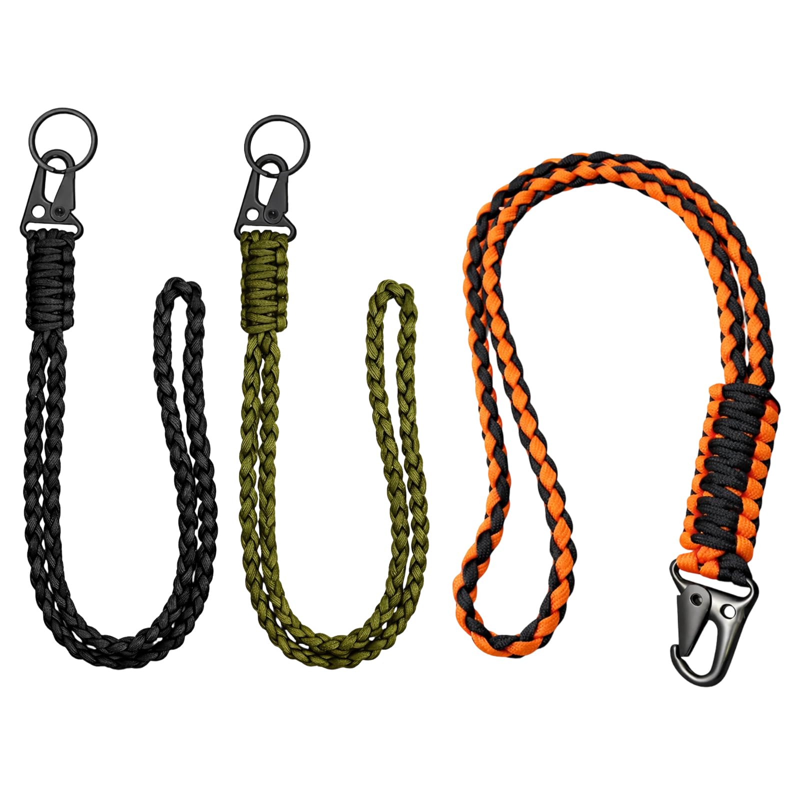 3 Pack Paracord Lanyard, Heavy Duty Lanyard for Keys & Gear, Key Lanyards with Adjustable Length, Survival Lanyards for Outdoor, Camping, Hiking