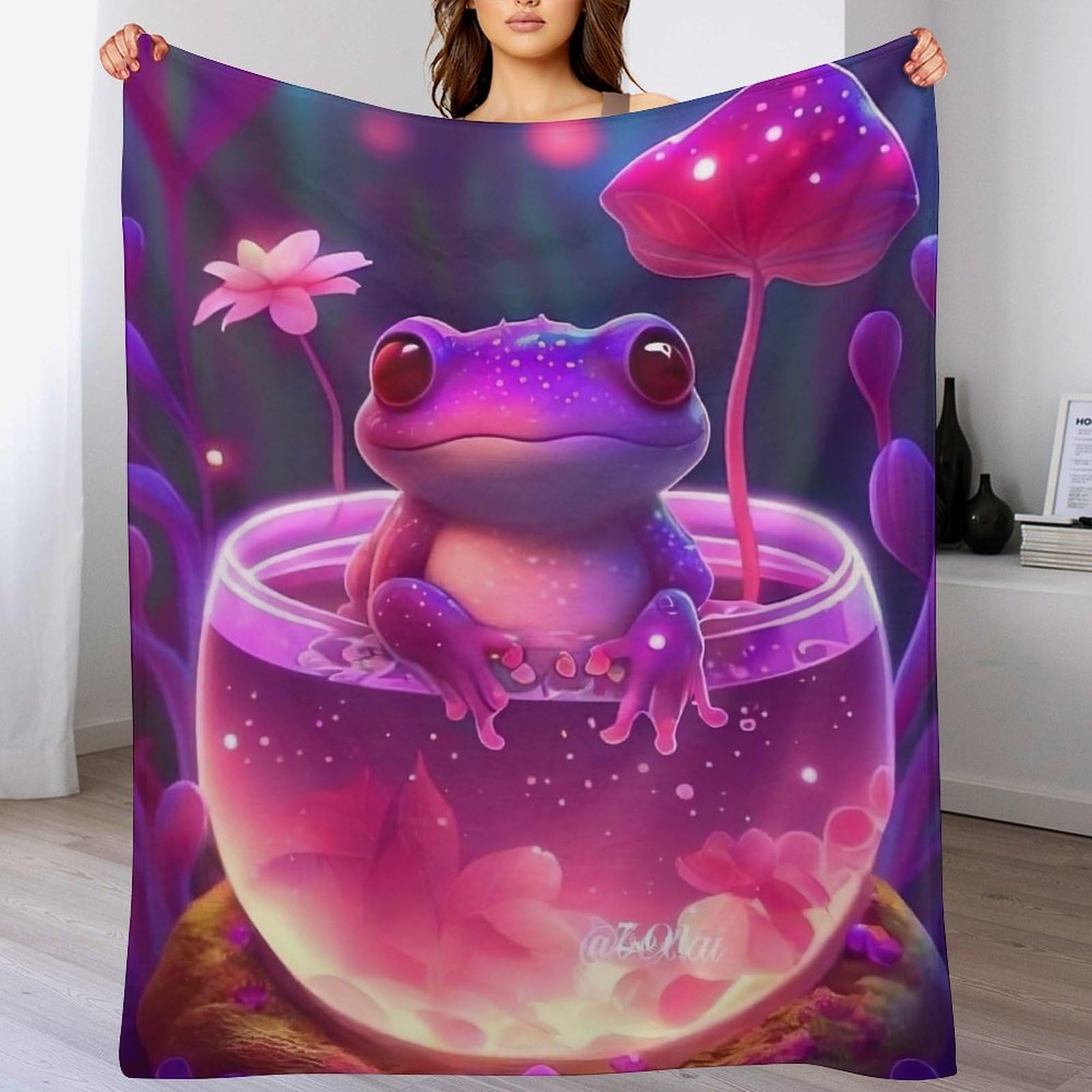 Couverture grenouille flanelle contre le froid jeté de canapé doux et chaud