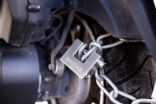 Miniatura 10 de Maudex MDP90 - Cerradura resistente con 10 llaves para uso en exteriores acabado niquelado - Cilindro anti púa, antitaladro - Unidad de