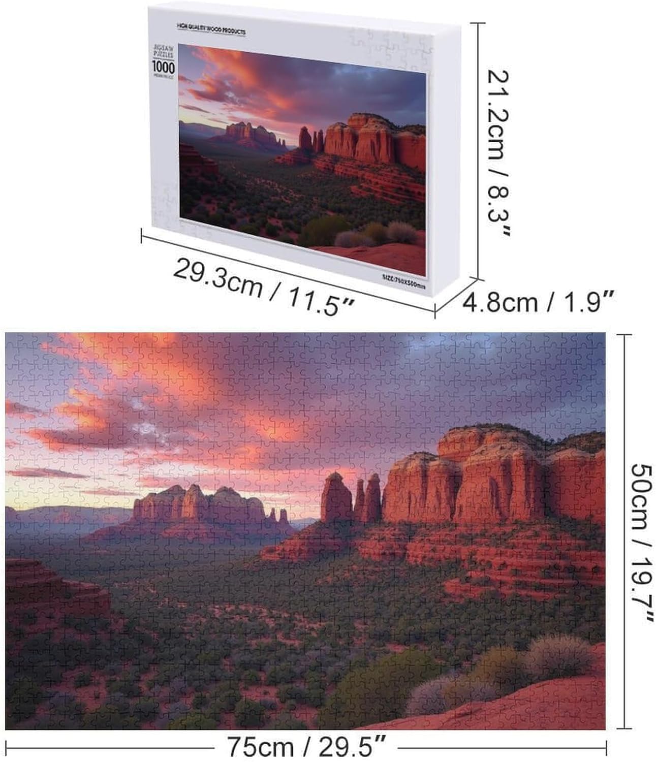 Wooden Puzzle - Cathedral Rock Sedona Jigsaw Puzzles，Wooden Puzzles for Adults 1000 Pieces Unique Gifts for Wall Art，Challenge Puzzles，Educational Games，Family Puzzles