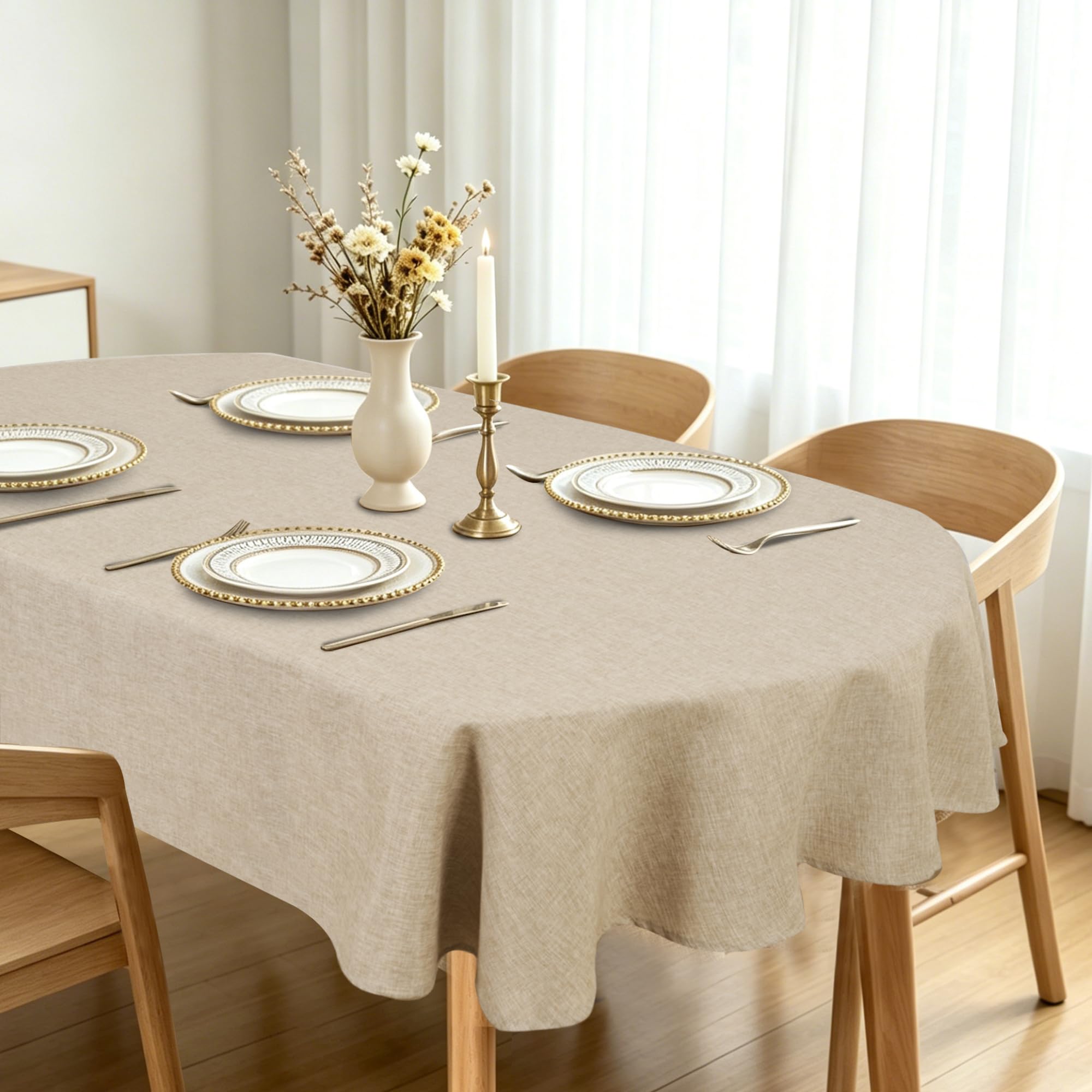 DWCN Tischdecke Leinenoptik