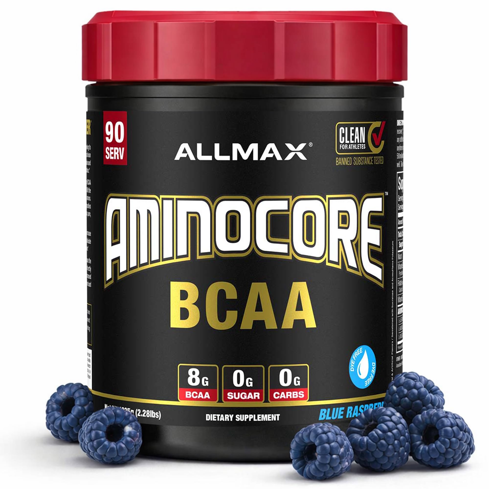 ALLMAX AMINOCORE BCAA Powder, Blue Raspberry, 90 Servings, 1035 g Blue Raspberry 2.08 Pound (Pack of 1)