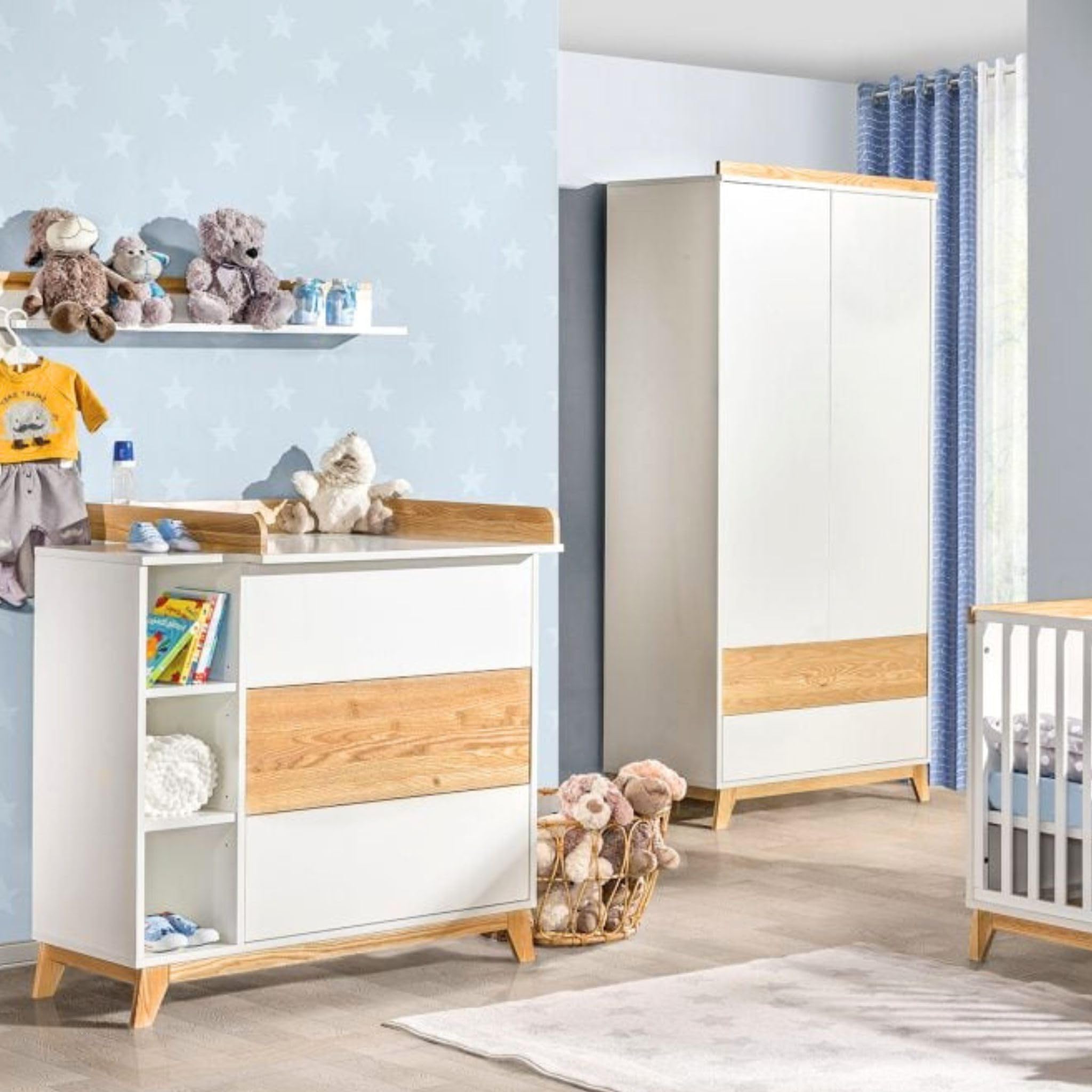 ATB Wickelkommode - Wickeltisch 102,5 x 102 x 76,5cm - Babyzimmer Komplettset - Funktional Möbel für Kinderzimmer - Bequemer Baby Wickeltisch mit Schubladen - Baby Changing Table - Weiße