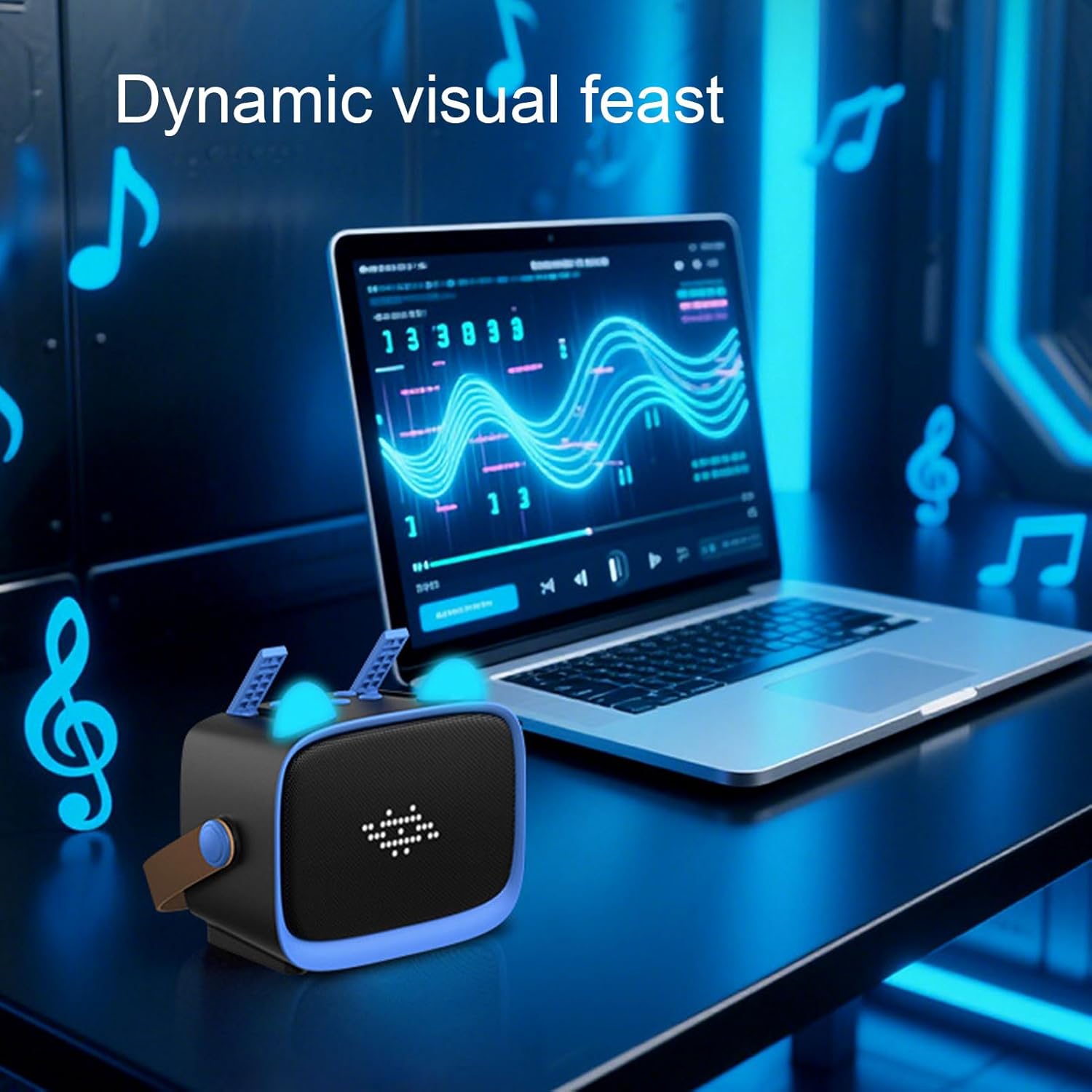 Mini Karaoke Machine, Portable Bluetooth Karaoke Speaker with 2 Wireless Microphones for Kids and Adults (Blue)