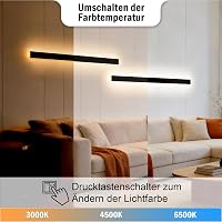 HMAKGG Beltéri LED fali lámpa fel és lefelé világít 3 színhőmérséklet Fekete 120 cm falikar nappali hálószoba folyosó 2