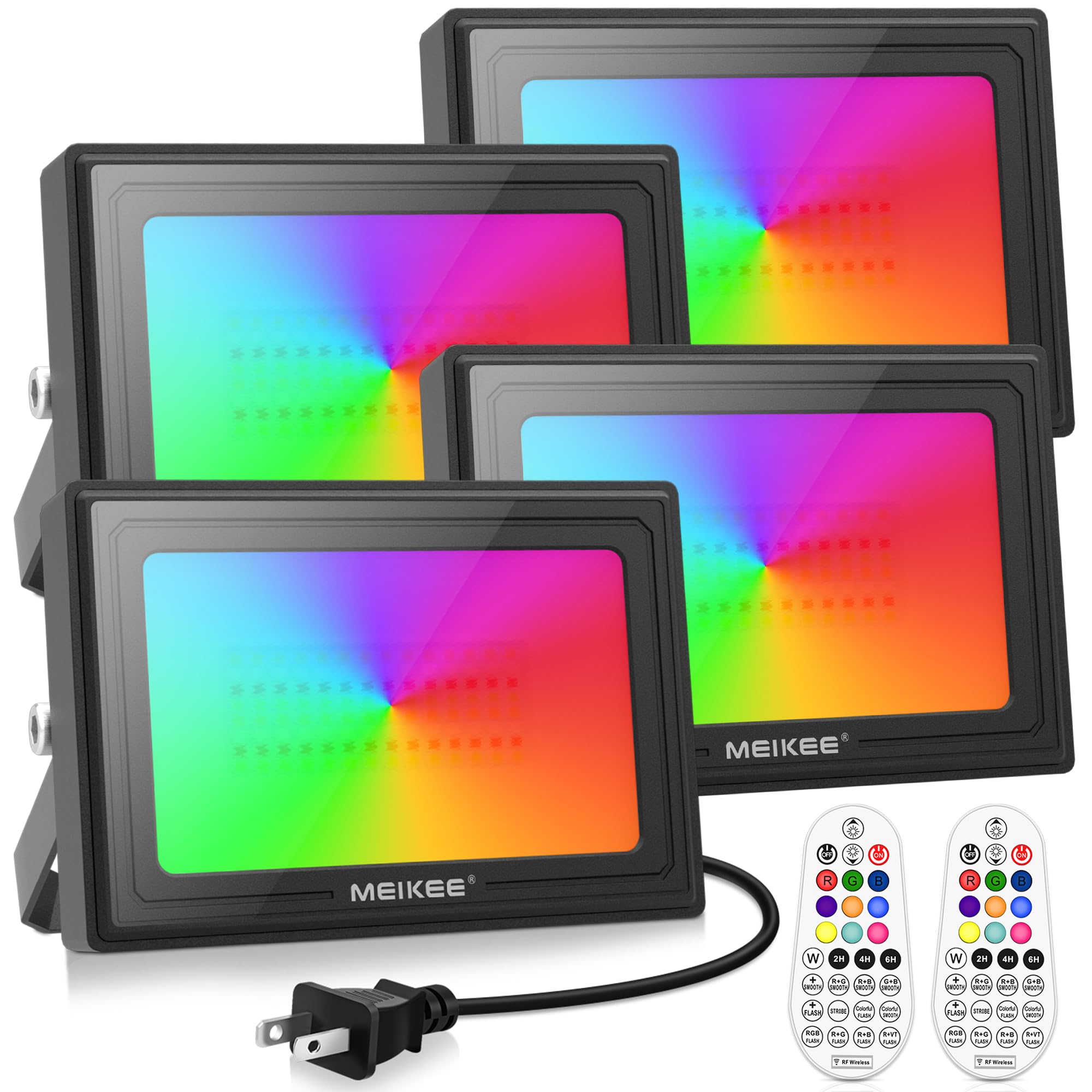 35W RGBW LED Flood Lights, 3500LM RGB Color Changing Flood Security Lights, 350W Equivalent IP66 Waterproof Dimmable Wall Floodlights Christmas Halloween Decoration Outdoor Lighting (4 Pack)