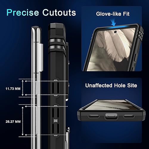 Miniatura 6 de DEERLAMN Funda para Pixel 7a, funda para Google Pixel 7a con cubierta deslizante para cámara + protector de pantalla (2 unidades), soporte de anillo