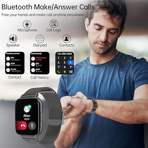 Miniatura 9 de Reloj inteligente para mujer, reloj inteligente HD de 1.85 pulgadas para Android y iPhone con 100 modos deportivos, reloj de fitness con llamada