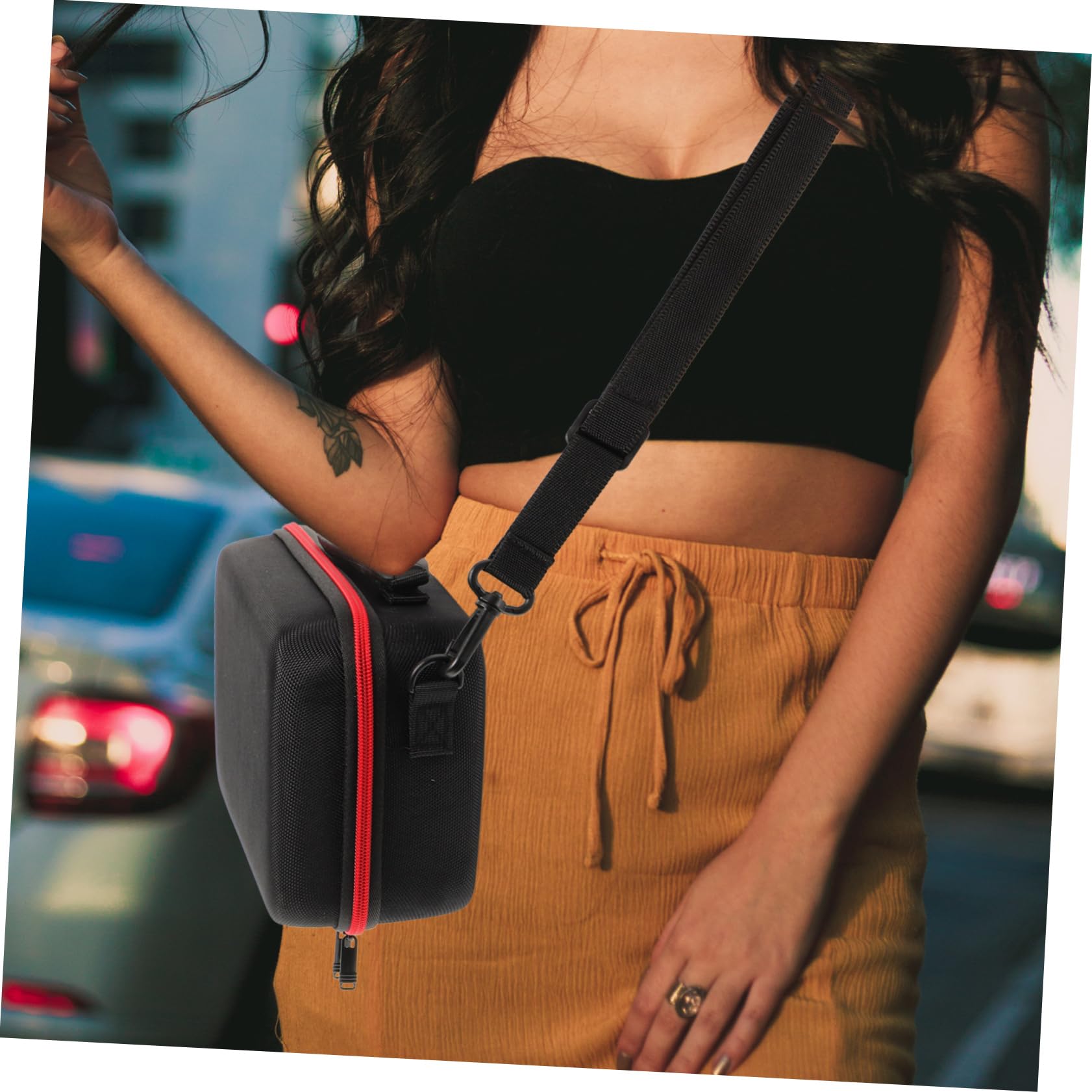 DOITOOL Borsa Porta Fotocamera Rigida Nera in Eva Oxford con Manico | Organizzazione Individuale per Dispositivi Digitali, Chiusura Zip, Formato Compatto per Accessori
