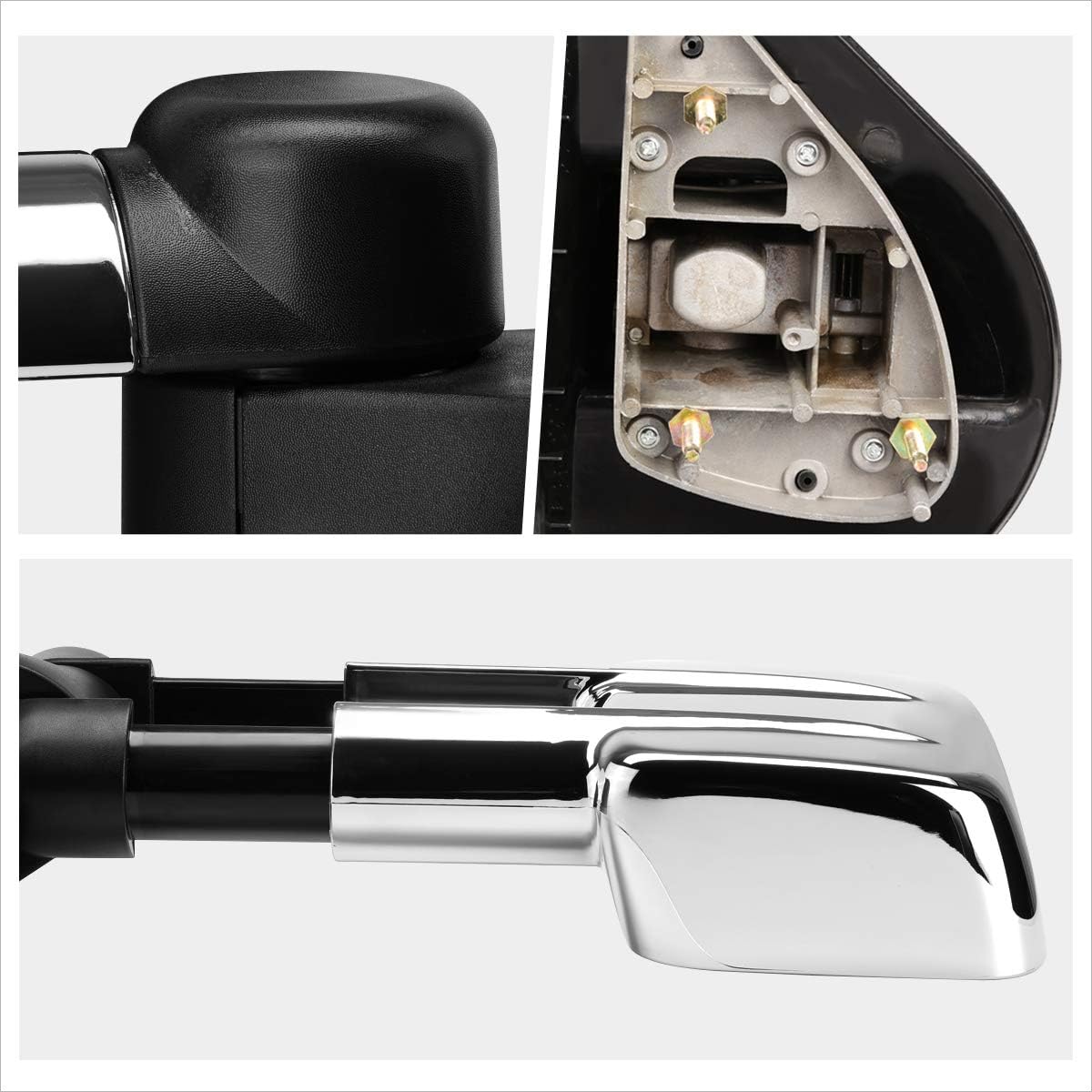 [Pair] Manual Telescopic Tow Towing Mirrors Side Mirrors Compatible with Avalanche/Tahoe/Escalade 07-13,Chrome